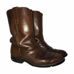 Justin Shortie Oil Proof Mens Western Boots 8.5D Brown Leather Workboots